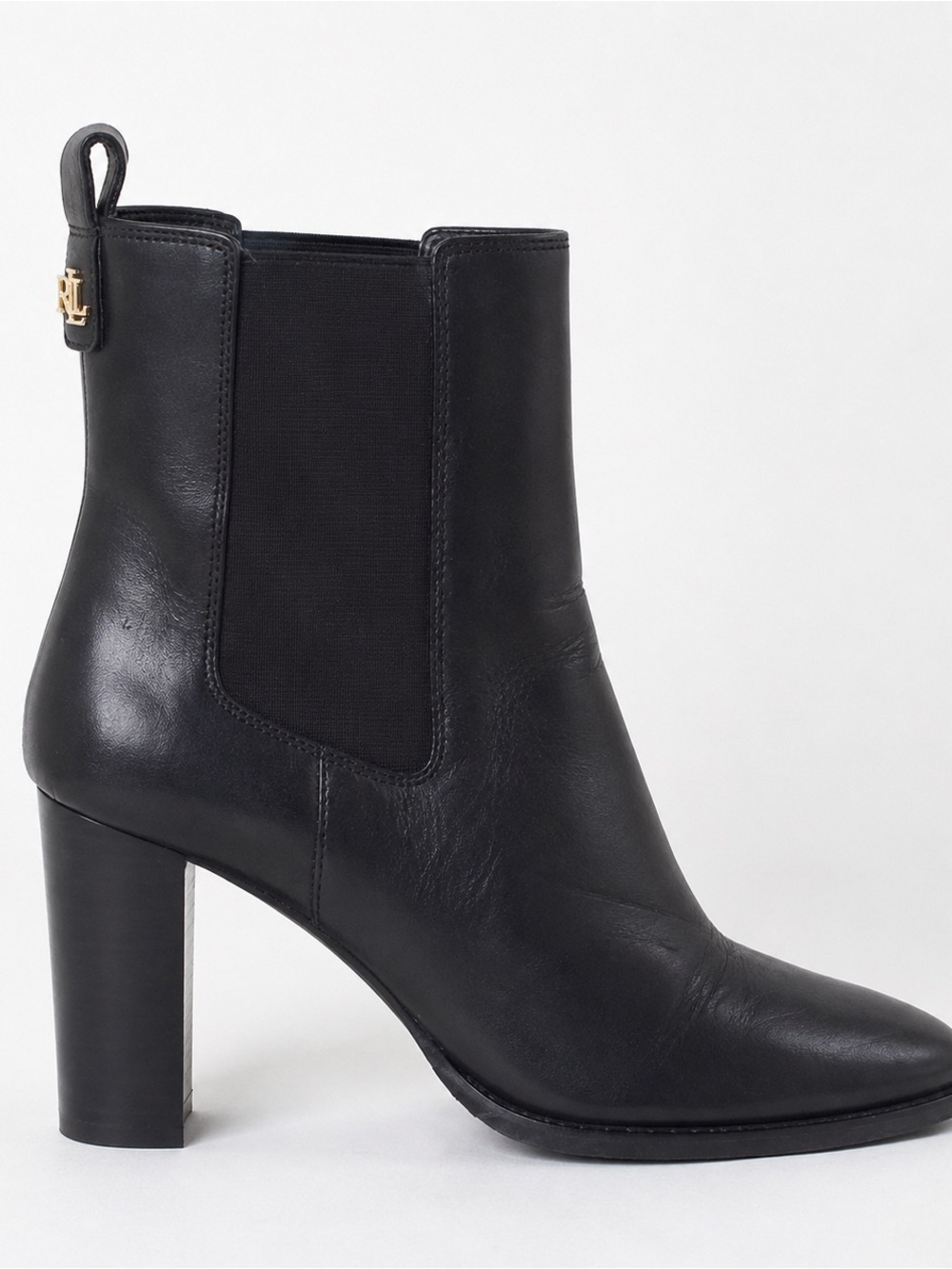 Lauren Ralph Lauren Black Leather Chelsea Ankle Boots Women's 9.5 Quiet Luxury - Picture 2 of 5